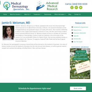 Dr. Jamie Weisman – Medical Dermatology Specialists website