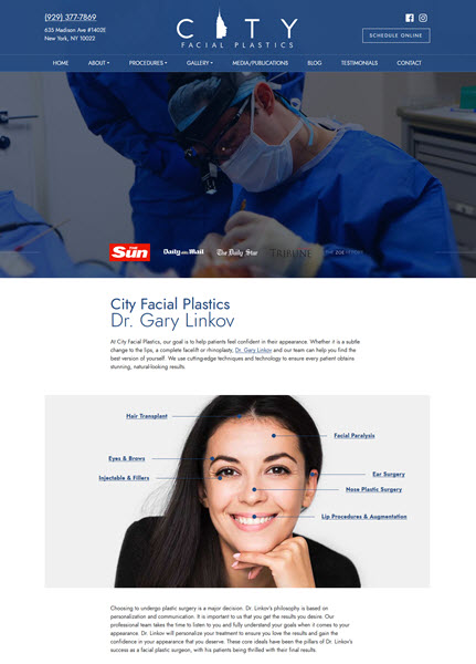 City Facial Plastics: Dr. Gary Linkov website