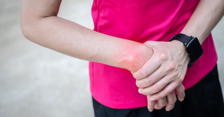 A sportswoman with an injured wrist.