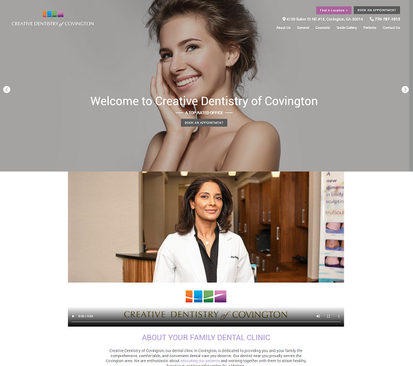 Creative Dentistry of Covington website screenshot