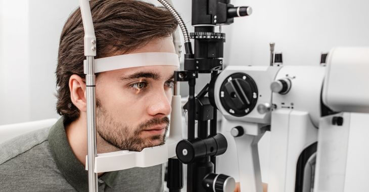 A man during an eye exam.