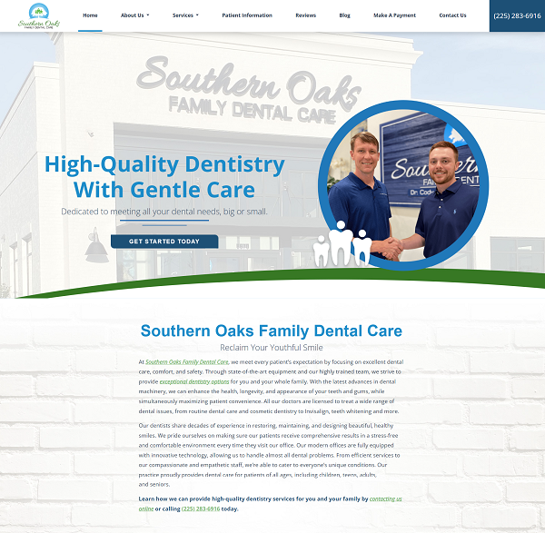 Southern Oaks Family Dental Care website