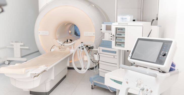 MRI scanner and computer.
