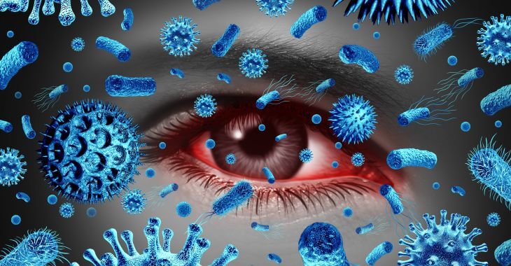 Bacterias, viruses and pollens that may cause pink eye.