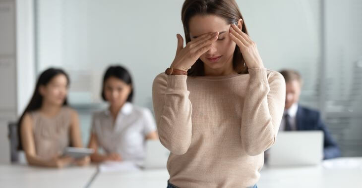 Young woman with sinus infection feeling dizzy