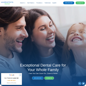 Woodland Family Dental website screenshot