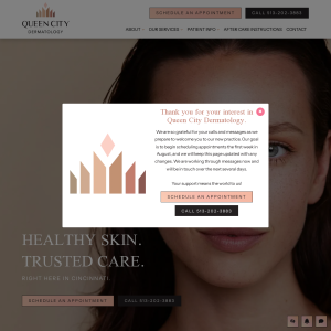 Queen City Dermatology website screenshot